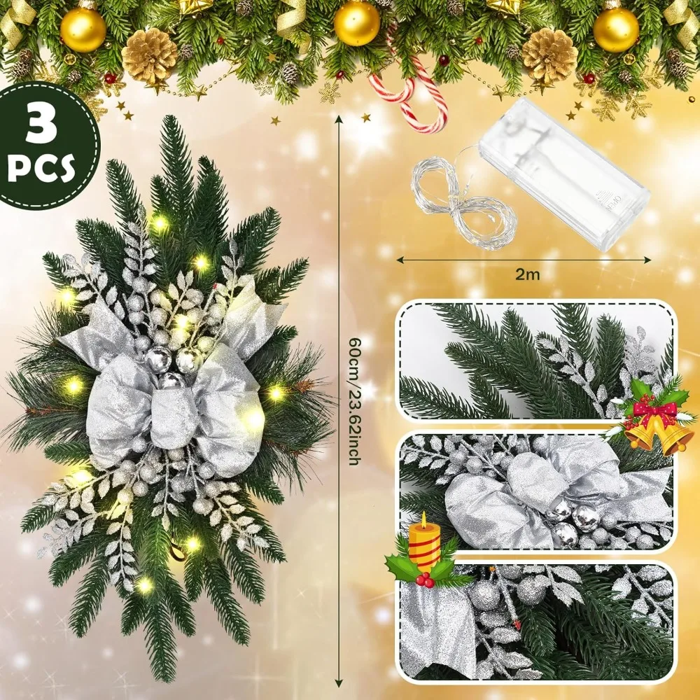 3 Pack Christmas Artificial Swags 24