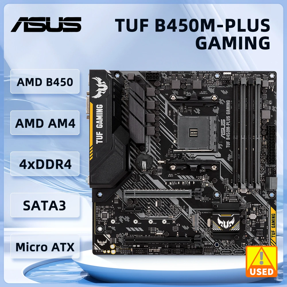 ASUS B450M Motherboard TUF B450M-PLUS GAMING AM4 support Ryzen 5 5600G 5300G 5700 3900 1500 cpus DDR4 64GB M.2 ATX