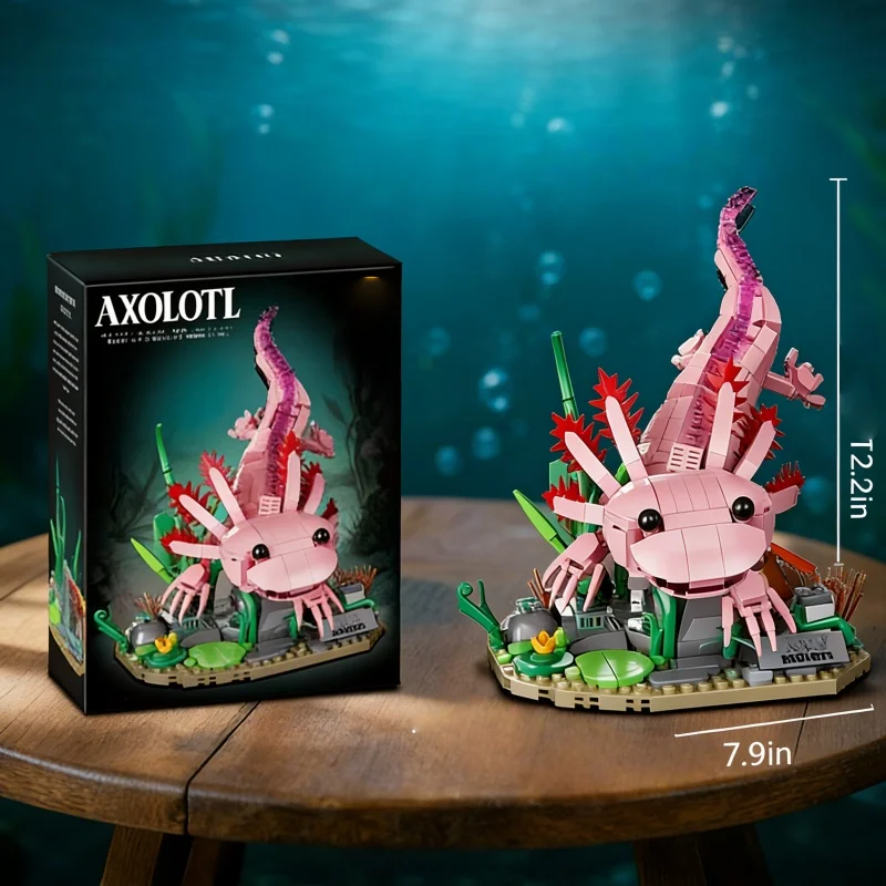 

Реалистичные микро-конструкторы Аксолотль, модель для сборки водного животного, креативный декор для дома, идеальный подарок для любителей животных и коллекционеров.