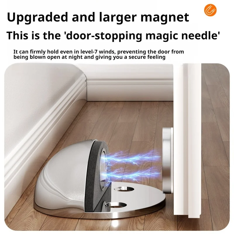 Premium Magnetic Semi‑Circular Cushion Door Stopper, Anti‑Knock Secure Floor Installation Door Bumper for Residential Household