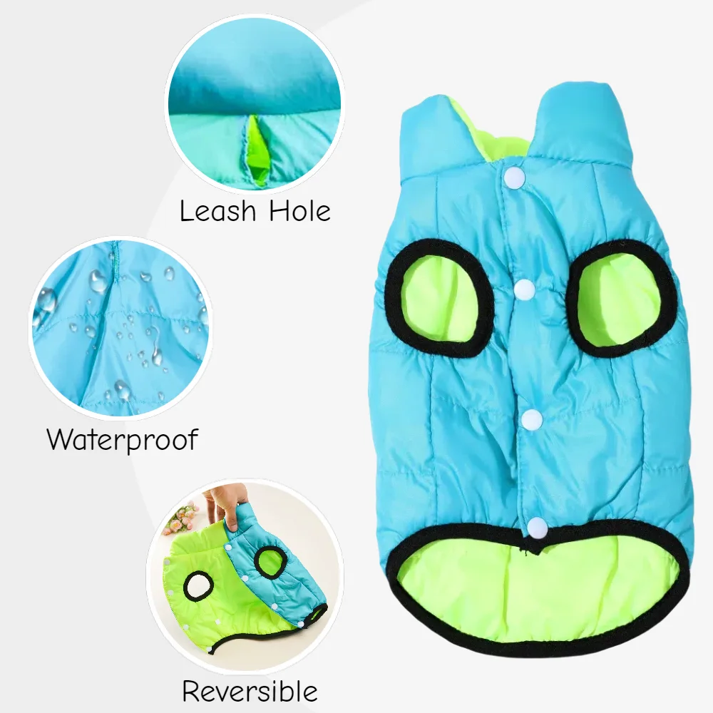 Reversible Winter Cat Clothes With Leash Hole Windproof Pet Jacket Warm Solid Color Kitten Sphynx Cat Vest Coat