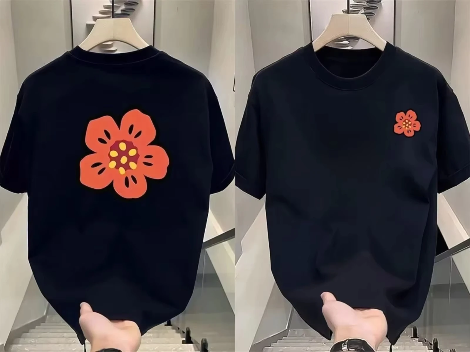 Streetwear Brand Flower - تي شيرت رجالي ونسائي بتصميم زهور