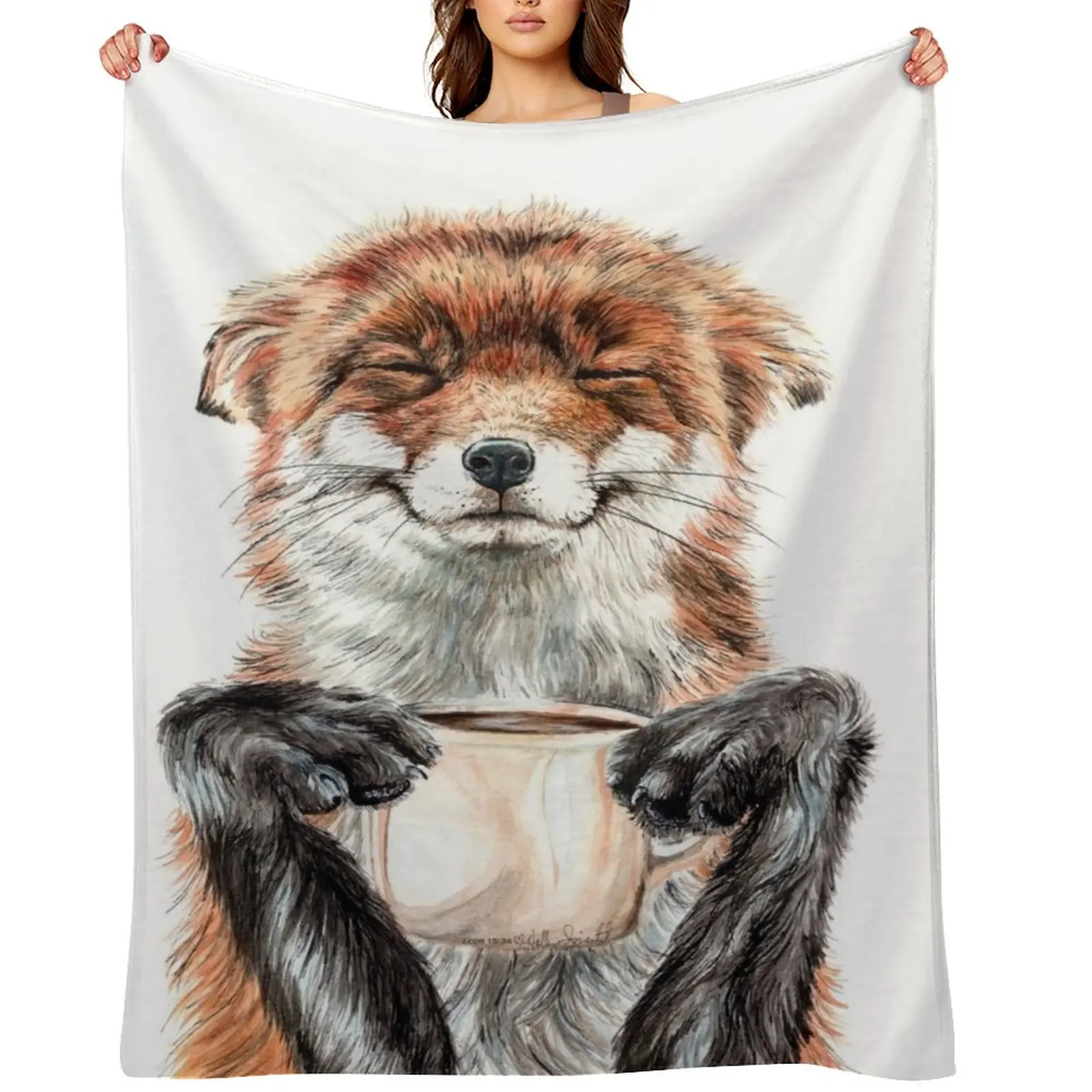 

Morning Fox - cute coffee animal Throw Blanket Thermals For Travel Sofa Quilt Weighted Bed Fashionable Blankets
