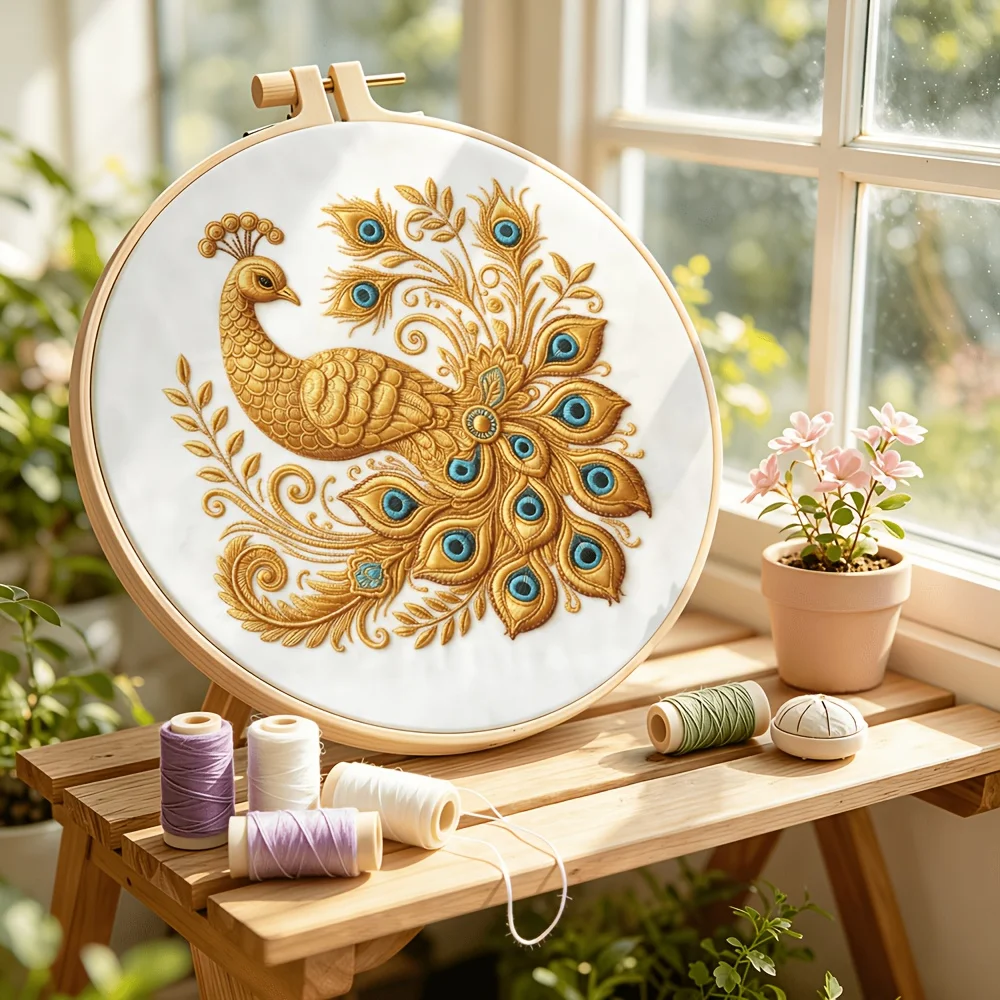 Embroidery Stitch Practice Kit Pre‑Printed Fabric Bamboo Hoop Thread Needles Learning Hand‑Stitching Craft Set