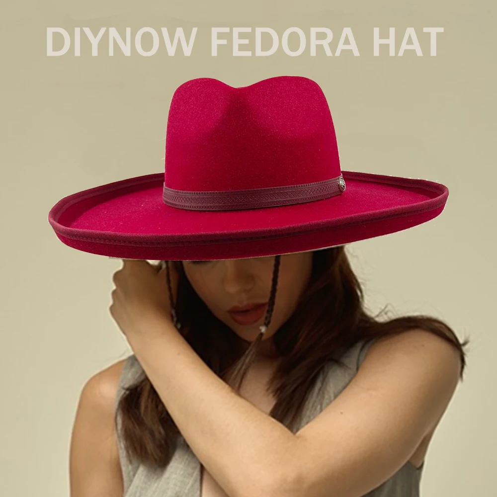 2023 New Fedora Hat for Women Men Luxury Big brim Panama Jazz Hat Heart Top Design Classic Gentleman Elegant Hat Wholesale