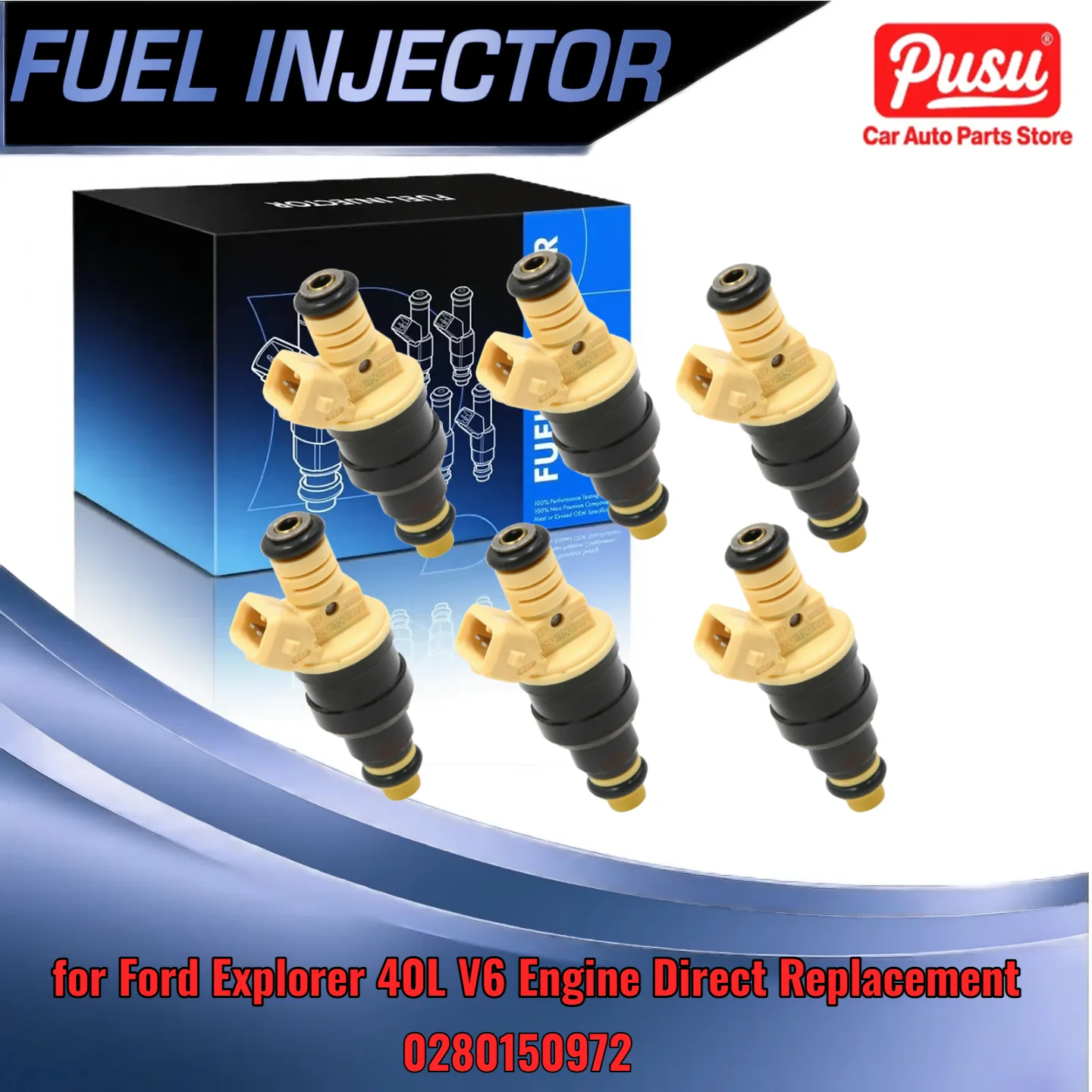 

6 New Fuel Injectors for Ford Ranger for Ford Explorer Compatible with 40L V6 Engine OEM 0280150972