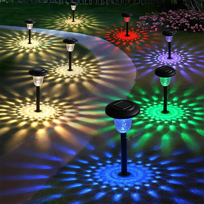 

Солнечные фонари для дорожек, яркие RGB, меняющие цвет/теплый белый уличный водонепроницаемый садовый светильник, газон, пейзажные фонари для двора