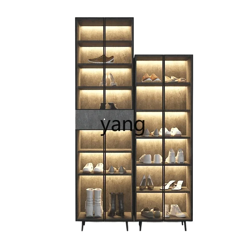 Yjq Glass Shoe Cabinet Home Doorway Large Capacity Storage Balcony Storage Vertical Multi-Layer High Cabinet