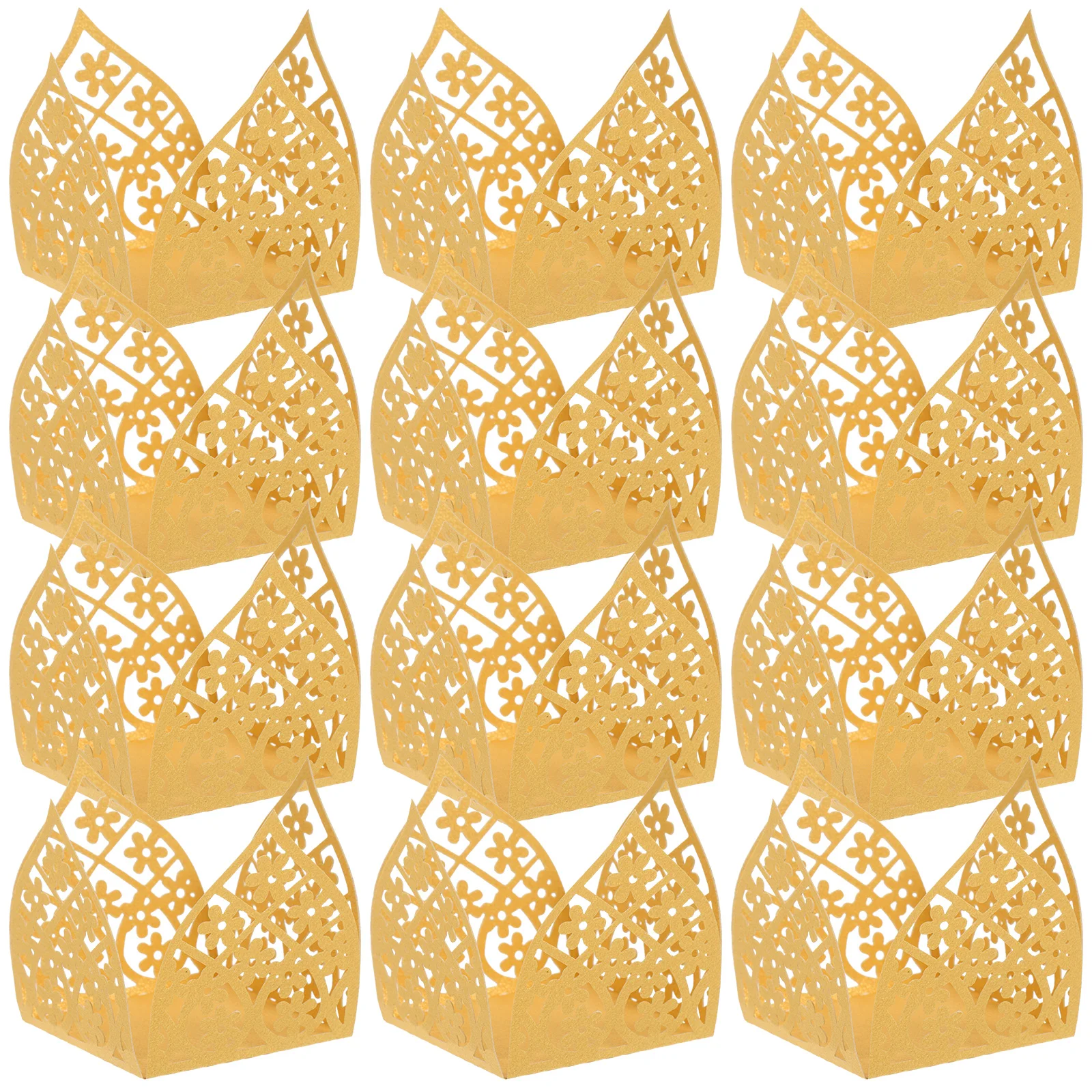 

50pcs Golden Wedding Decoration Paper Holder Chocolate Cups Liners Hollow Truffle Cups Candy Wrapper Packaging