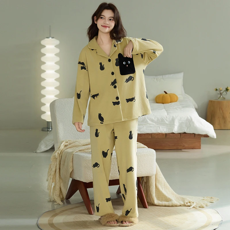

Высококачественный зимний женский пижамный комплект, теплая фланелевая одежда для сна, женская ночная рубашка с длинными рукавами и милыми героями мультфильмов