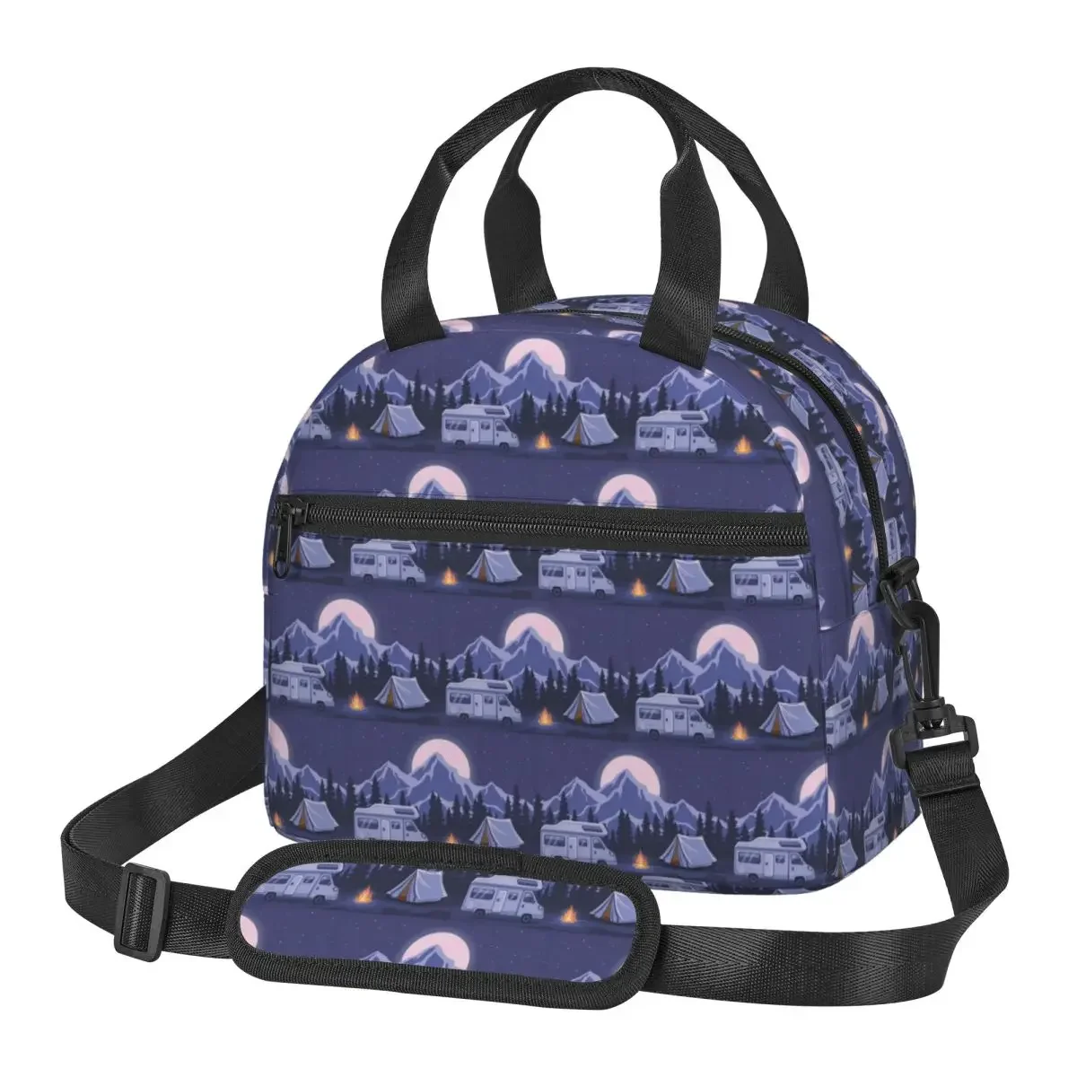 Happy Campers Insulated Lunch Bag for Women Children Leakproof Food Boxes Thermal Lunch Box Tote