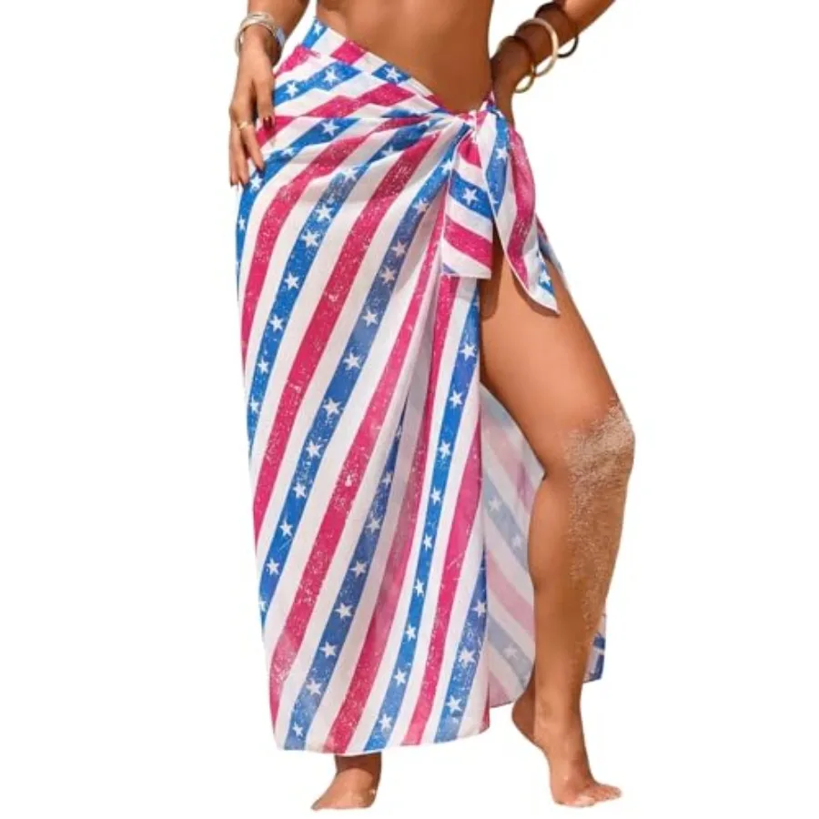 

Женский прозрачный саронг Herseas с высоким разрезом, универсальный размер, пляжная накидка-туника из шифона с цветочным принтом, лето 2026