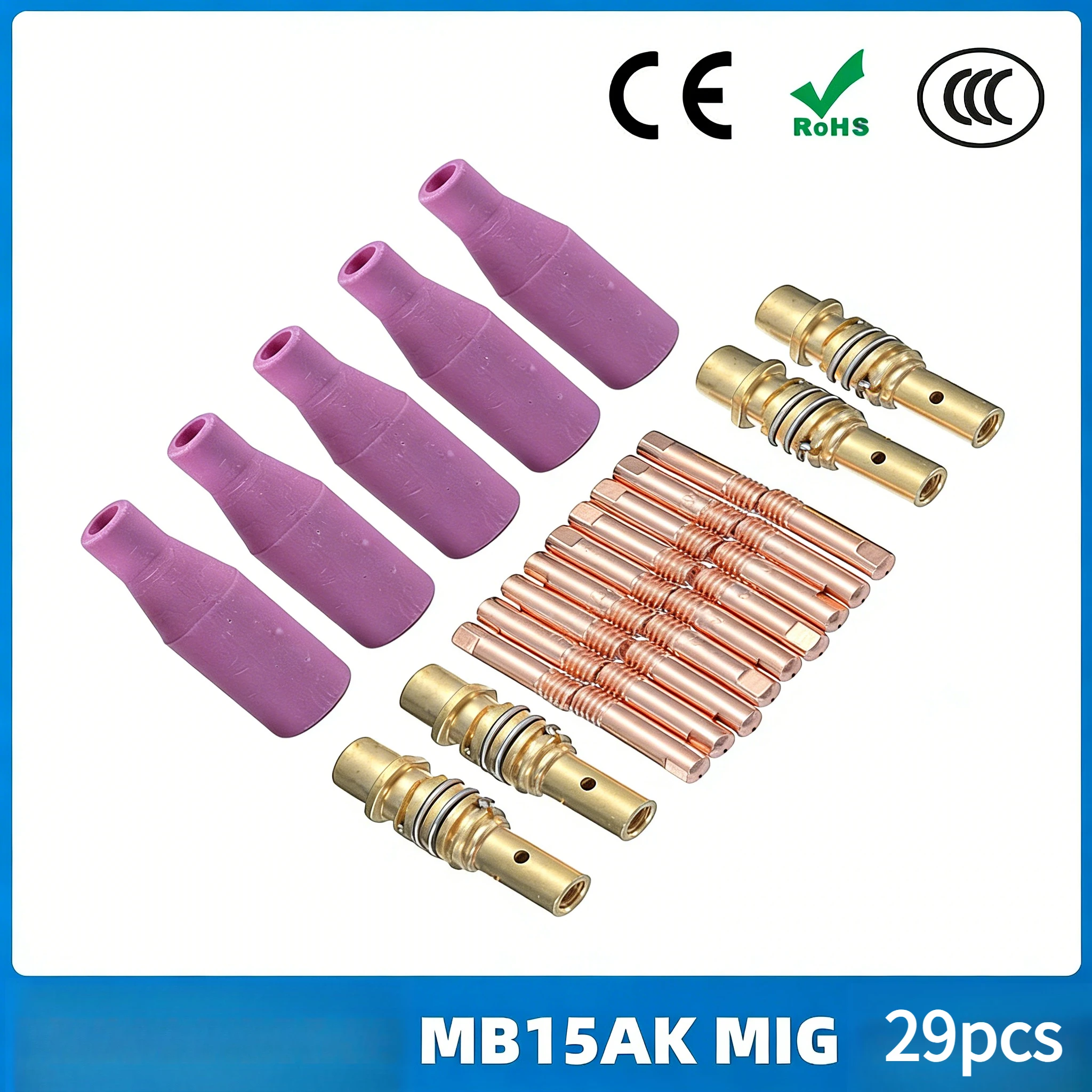 

MB15AK protective nozzle MIG gas shielded secondary welding gun accessories MB15 conductive nozzle 29PCS conductive nozzle