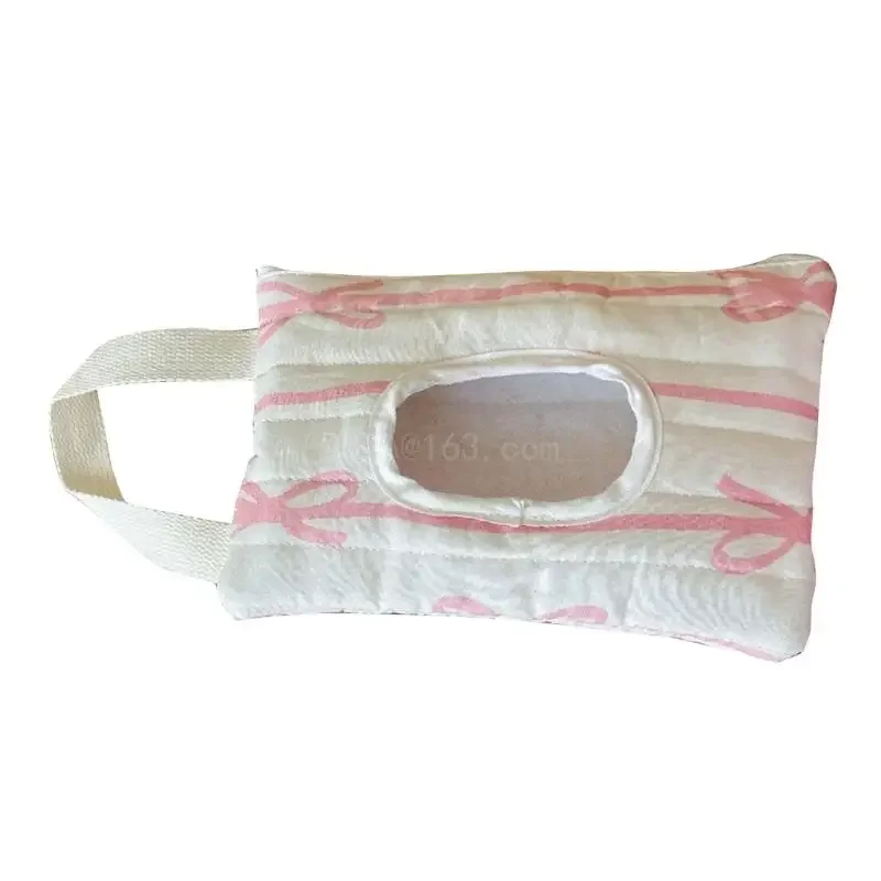 Travel Wipe Holder Reusable Wipe Container Box Portable Stroller Hanging Wipes Dispenser with Bowknot Pattern Wipe Case