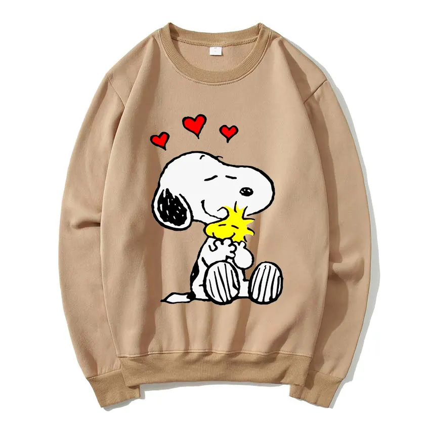 Sudadera con capucha de Snoopy para hombre y mujer, suéter informal de dibujos animados de Anime, cuello redondo, Tops para parejas, primavera y