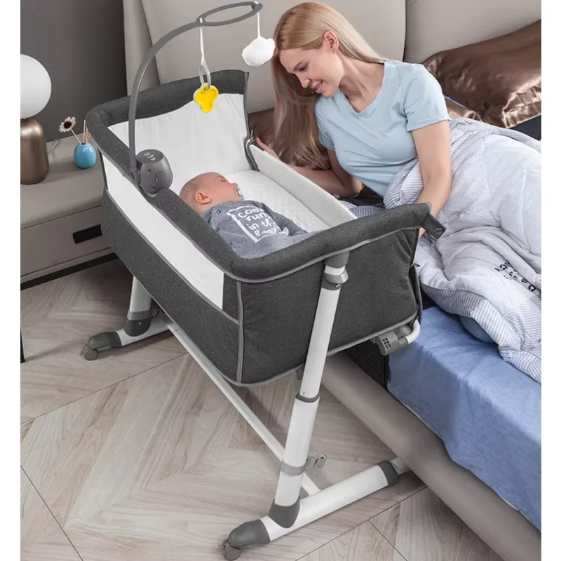 Berceau Multifonctionnel et Réglable pour Nouveau-Né, Lit de Bébé, Berceau avec Boîte à Musique