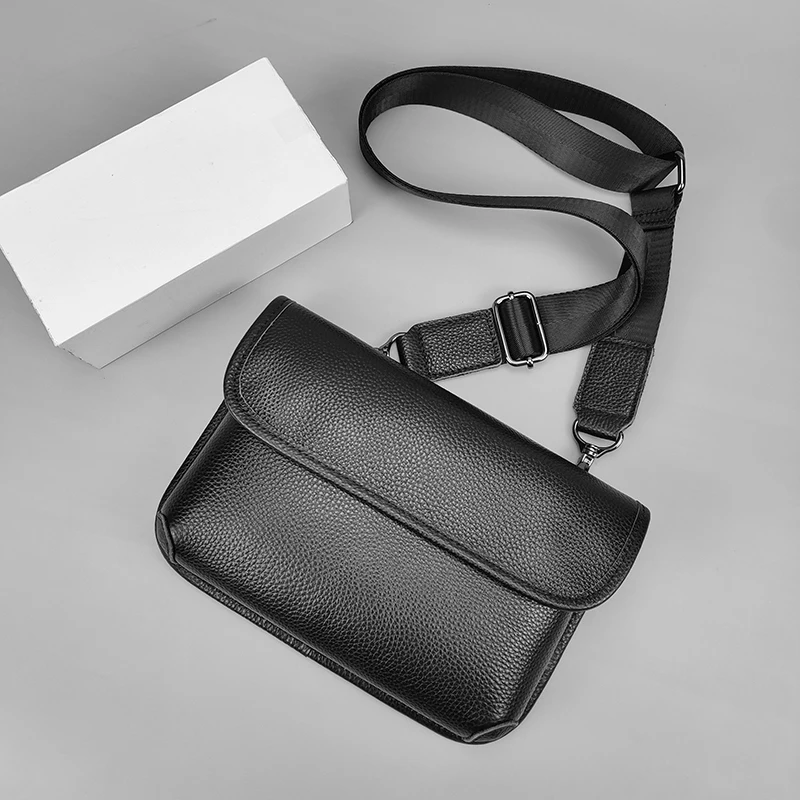 حقيبة كتف من الجلد الطبيعي للرجال حقيبة يد بمقبض حقيبة ساعي البريد حقيبة حمل متعددة للتنقل في الأعمال التجارية #1