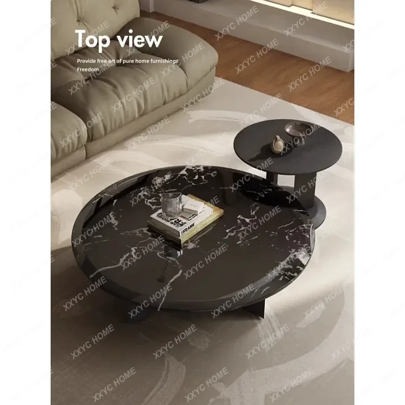 XX Minimalist Marble Round Coffee Table For Living Room Small Space High-end