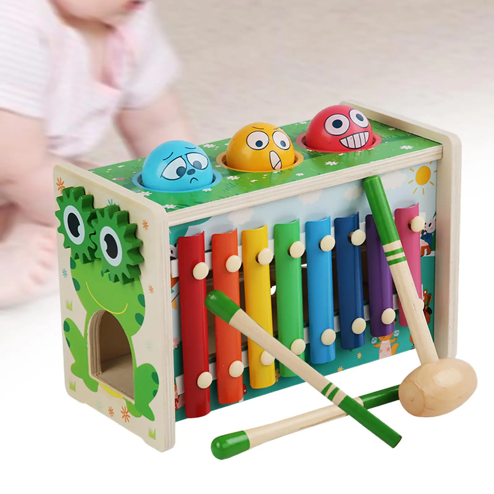 Wooden Montessori Toys Hammering Pounding Toy for Preschool 3 Years Old Kids