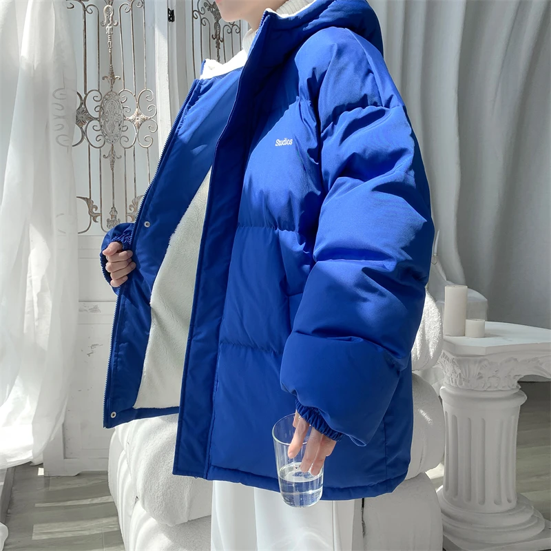 Men Winter Hooded Jackets Plus Size 5XL-M Fashion Embroidery Polar Fleece Thick Warm Men's Casual Jacket Cotton-Padded Coats Man