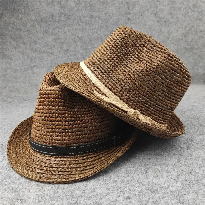 Unisex Summer Small Size Raffia Fedora Jazz British Casual Cap