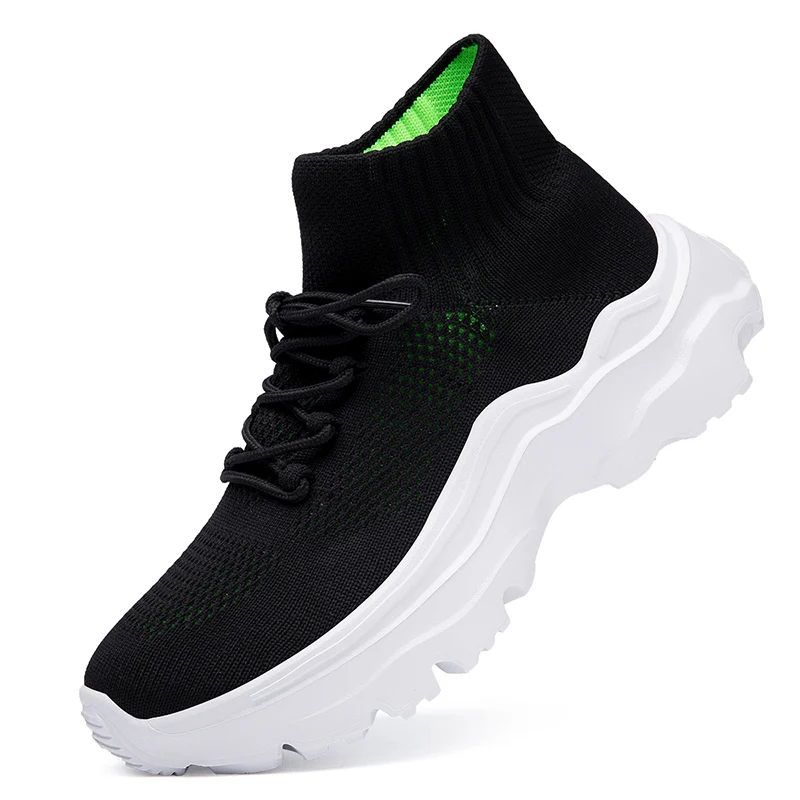 

Mid Top Casual Walking Shoes Outdoor Women Men Senakers Breathable Socks Shoes Mesh Lace Up Platform Cushioned Size 35-46