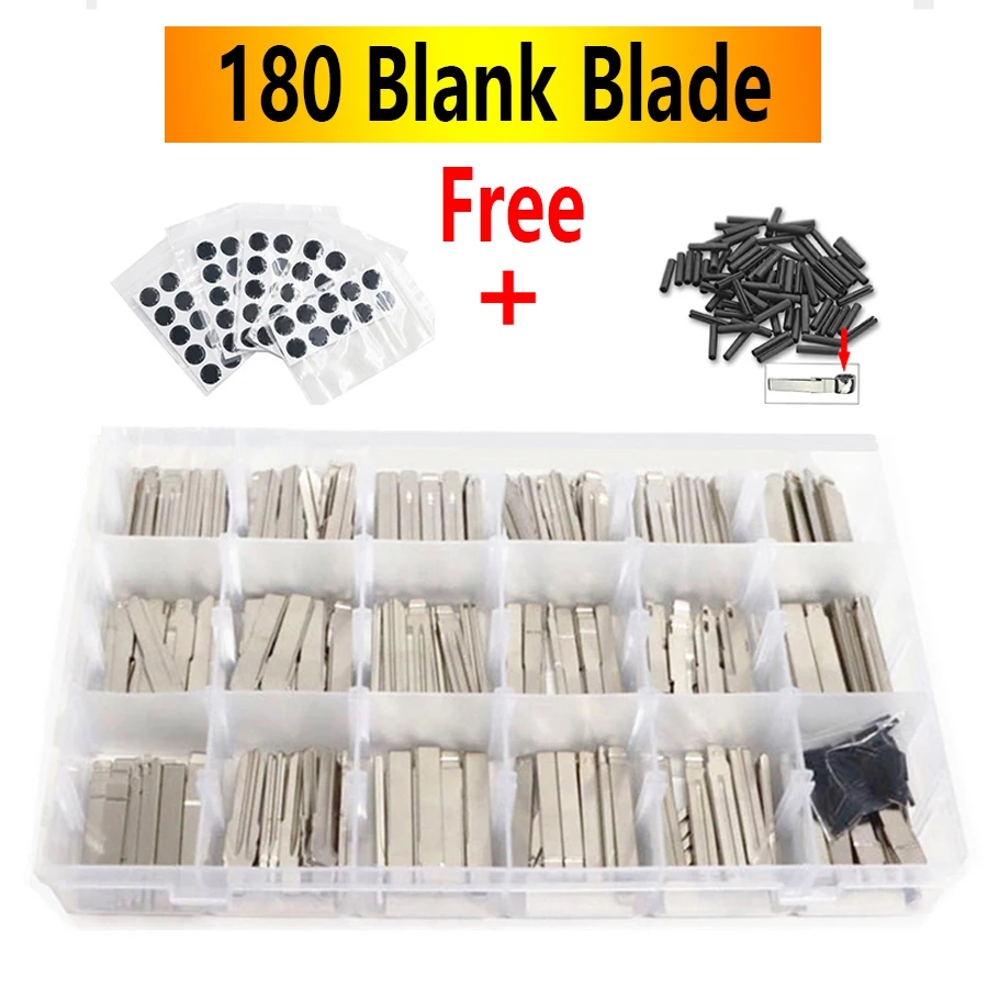 180pcs Car Key Blade Set 10pcs 18 Type Metal Remote Head Blade TOY43 HON66 HU66 KD Blade for Xhorse KD KEYDIY for Toyota Peugeot