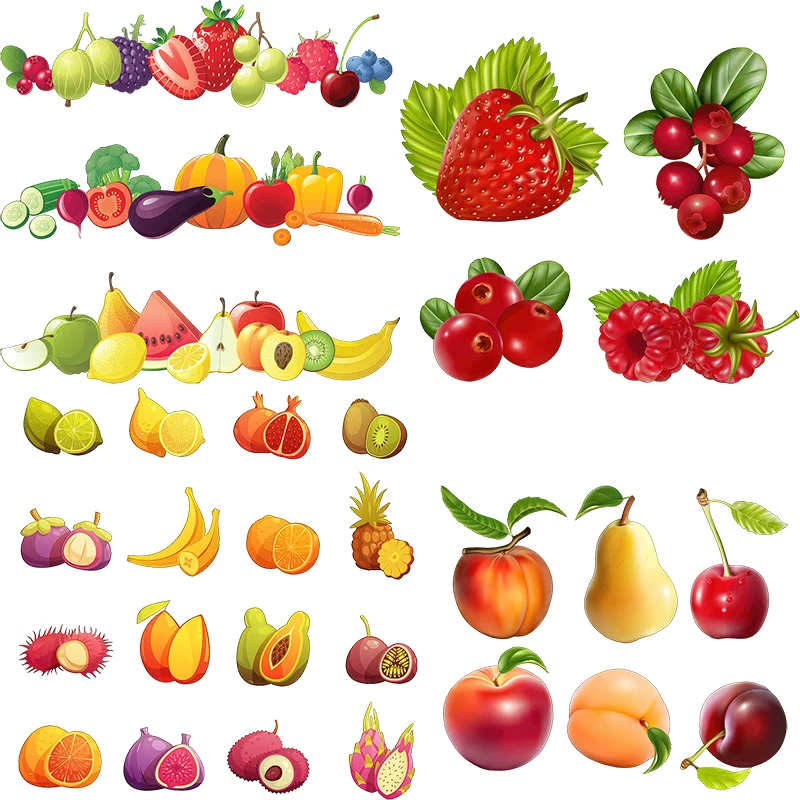 Three Ratels CC77 Colorful Fruit Set Sticker Kitchen Refrigerator Restaurant Decoration Decal