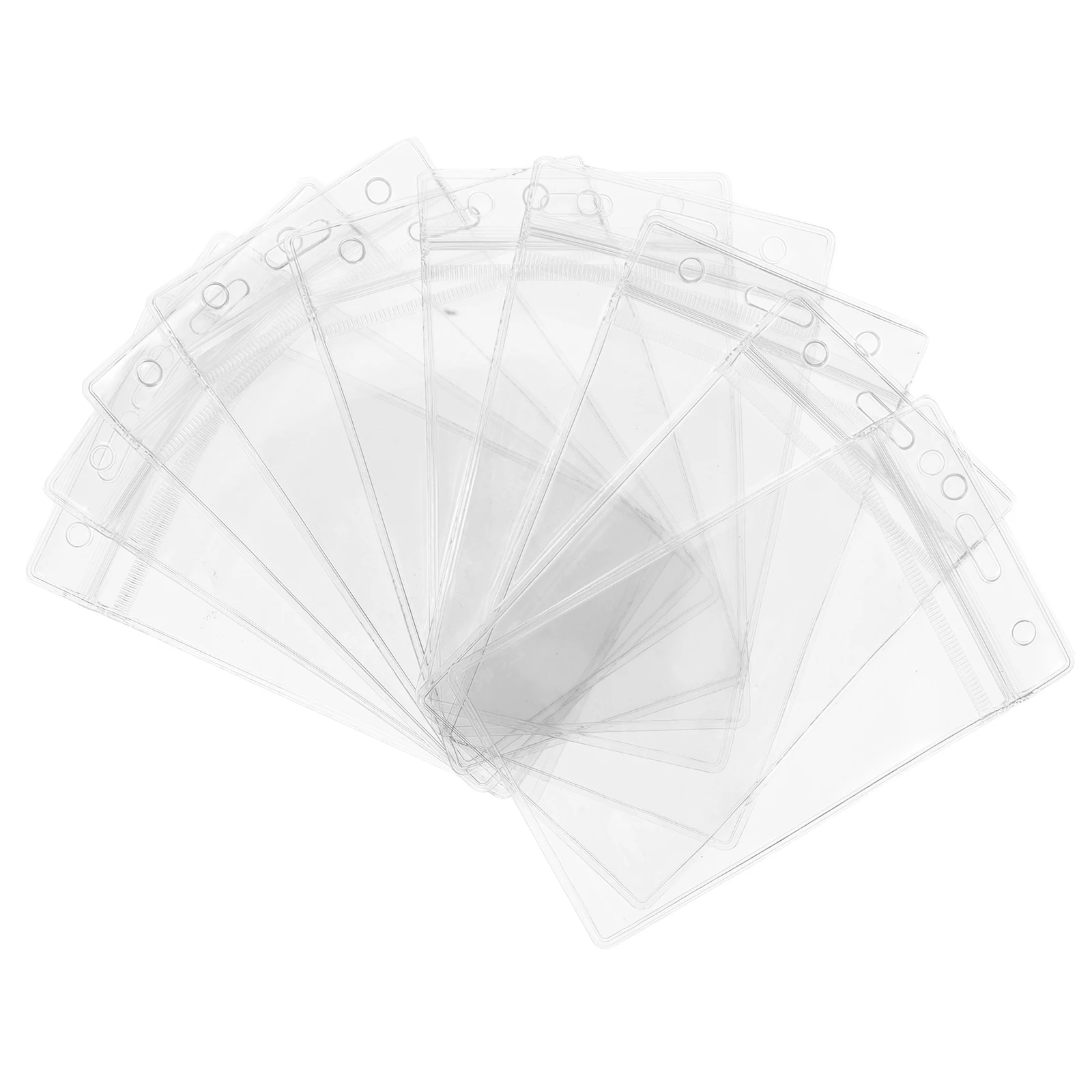 

10pcs Transparent Pvc Id Badge Holder Clear Card Sleeve Waterproof Protective Cover Factory Id Protector Reusable