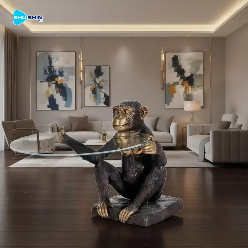 Vintage Bronze Elephant Sculpture Coffee Table Base Luxury Animal Statue for Living Room Decor High End Home Interior Design