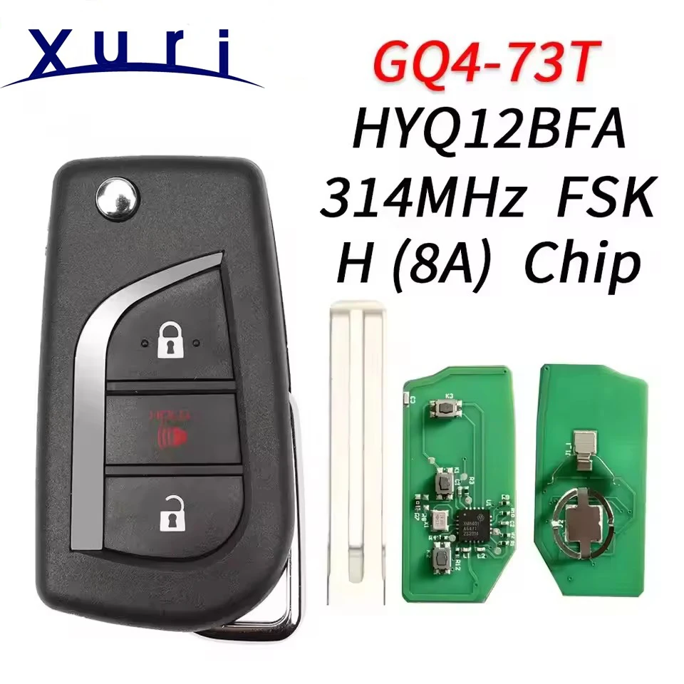 

Xuri 8A H чип 312/314 МГц откидной автомобильный пульт дистанционного управления FCC GQ4-73T HYQ12BFA для Toyota RAV4 Vios Hilux Yaris TOY48 Blade