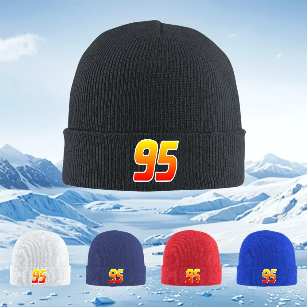 2026 Bold numbers,gradient,white outline,black background Men Women Unisex Knitted Hat Beanie Pullover Cap Winter Thermal Warm C
