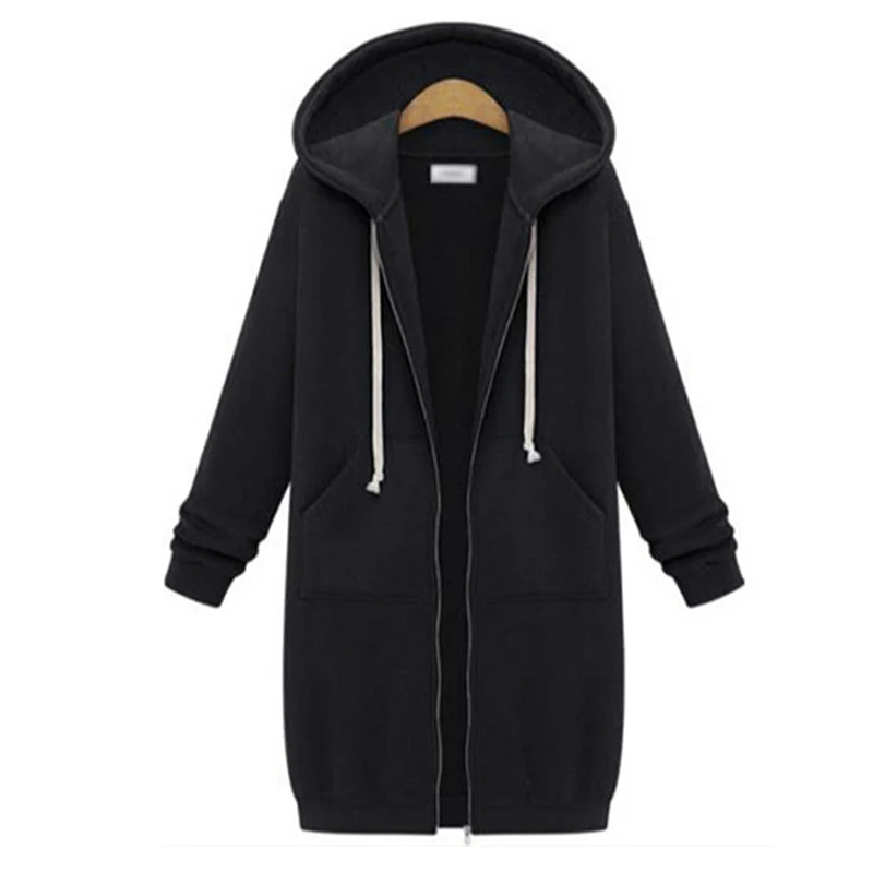 2024 Women\'s Autumn Winter ThickenHoodies Parkas Loose Hooded Jackets Zipper Pocket Maxi Size Sweatshirt Sports Dresses Outwear