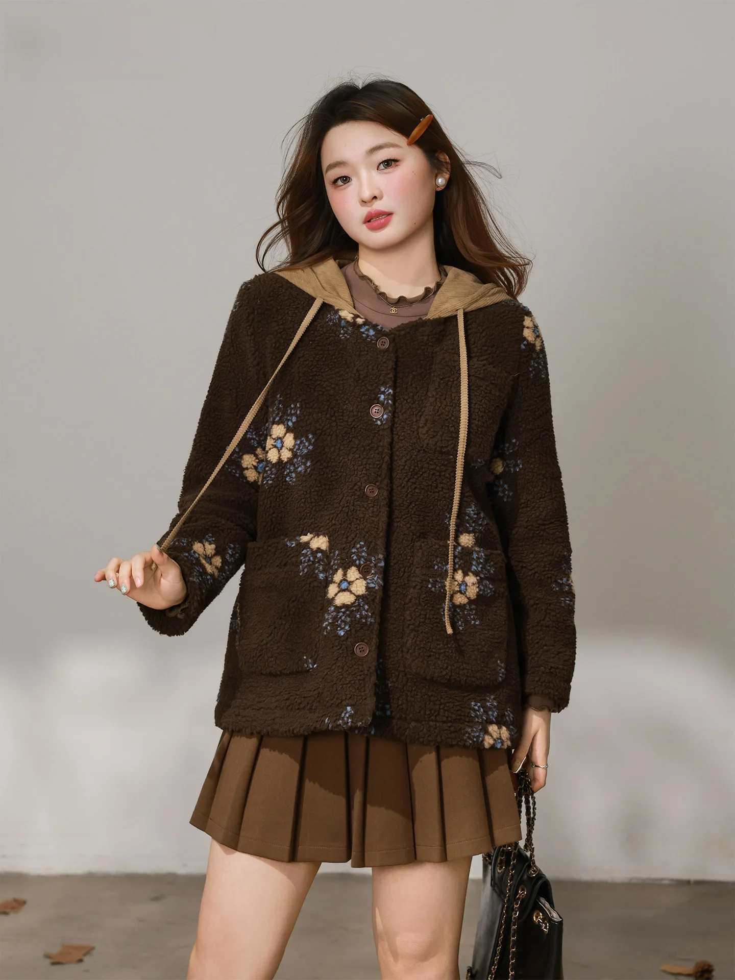 

Зимняя куртка больших размеров DM00 из полиэстера с флисовой подкладкой, утепленное пальто с капюшоном для женщин с фигурой типа «А» и «П», повседневная одежда