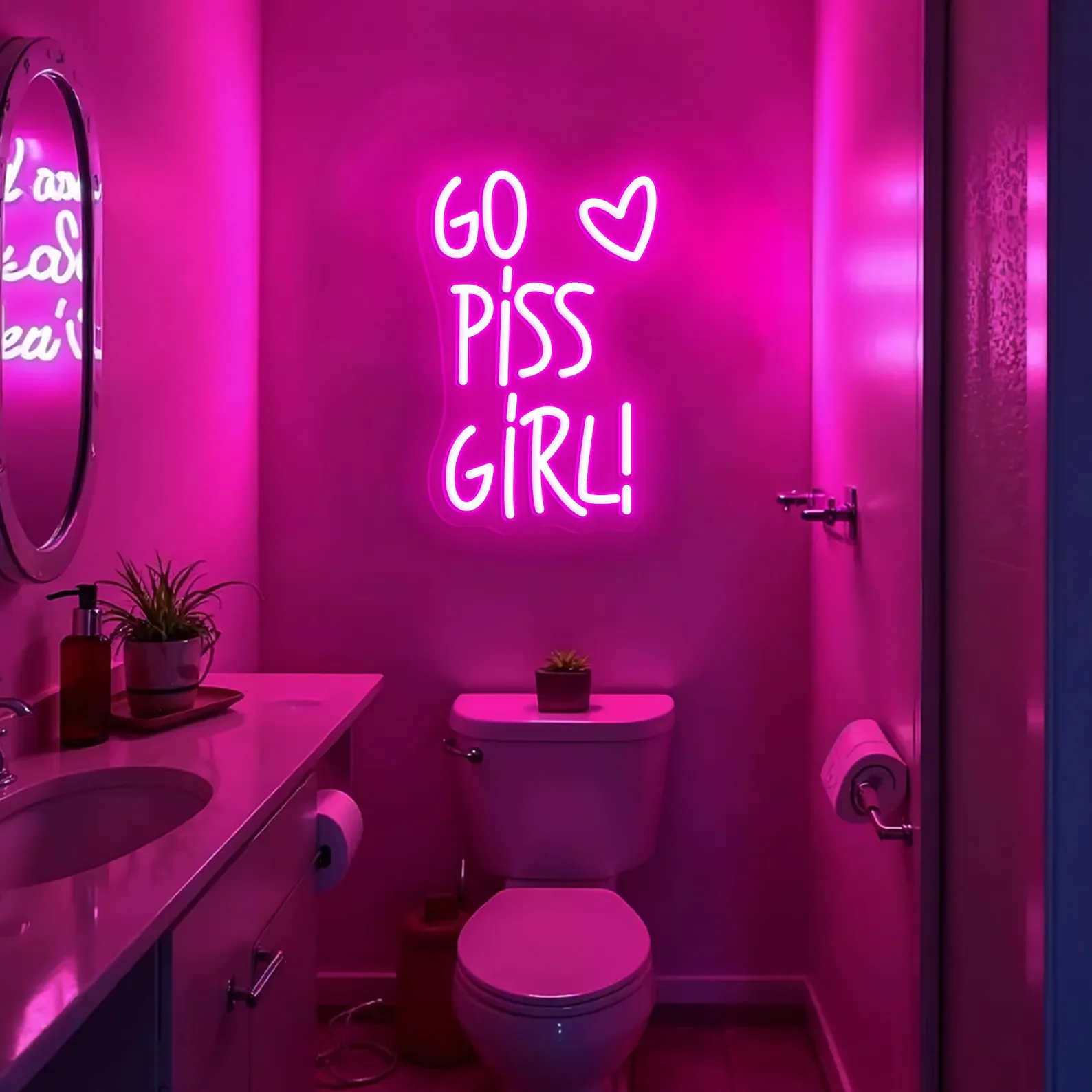 

Неоновая вывеска Go Piss Girl, неоновая настенная вывеска для туалета, неоновая вывеска на туалетах, уникальный подарок для нее, забавный декор для ванной комнаты, домашний декор