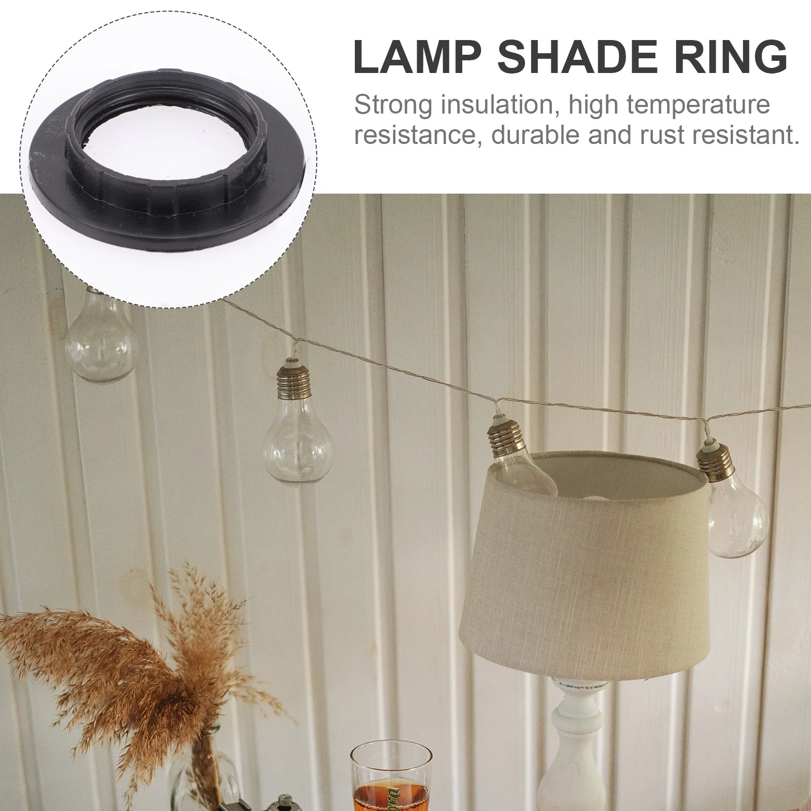 

40pcs Lamp Socket Plastic Light Shade Ring Replaceable Household Lamp Ring Durable Insulated Heat Resistant Accessory