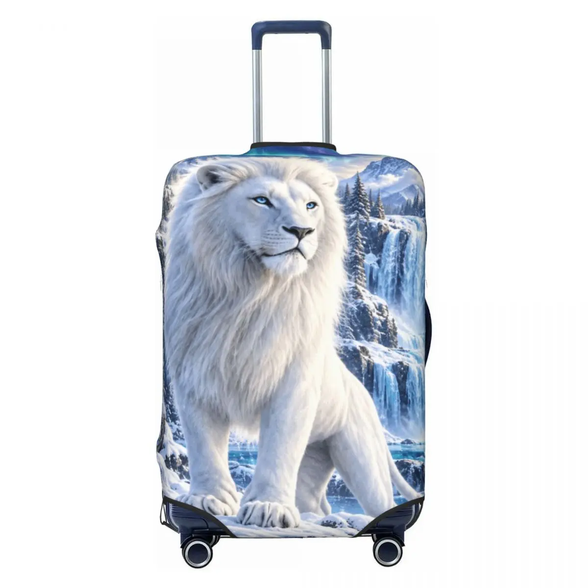 White Lion Single Digital Printed Suitcase Cover Travel Protector Holiday Fun Luggage Supplies