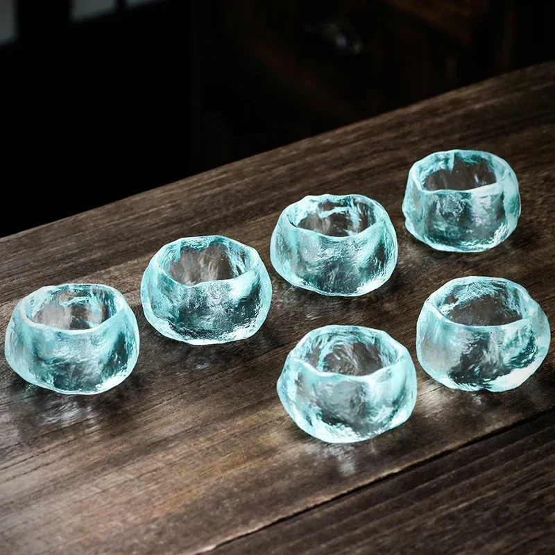 Handmade Sky Blue Glass Tea Cup Frozen Braised Tea Cup Shangshen Cup Japanese Style Exquisite Small Kungfu Tea Set Gifts