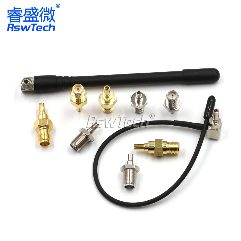 1PCS SMA to CRC9 adapter SMA-CRC9 elbow antenna gold-plated RF coaxial connector female and male Gule rod adapter