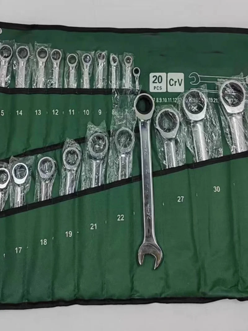 Offset Spanner Ratchet Wrench Automatic 72 Teeth 6/32 Auto Repair Special Machine Repair Complete Set of Tools Two-Way 8/24