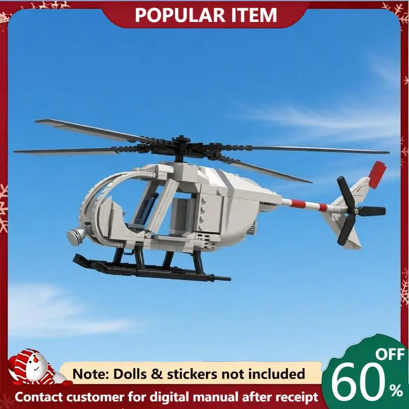 320PCS MOC Light Utility Helicopter Model Building Blocks Military Aircraft Bricks DIY Assembly Toy Desktop Collection Display