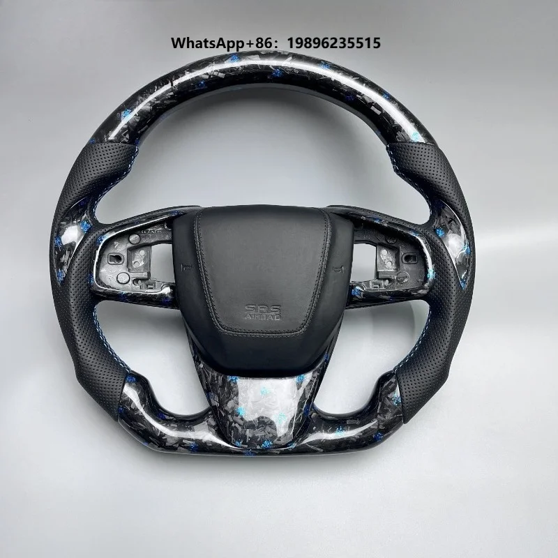 Carbon for Gen5 Modify Car Custom  Brand New Style Real Forged Blue Flakes Carbon Fiber Steering Wheel