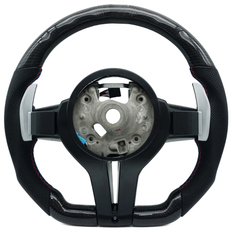 For BMW 5 Series, carbon fiber three-color line red-blue three-color steering wheel