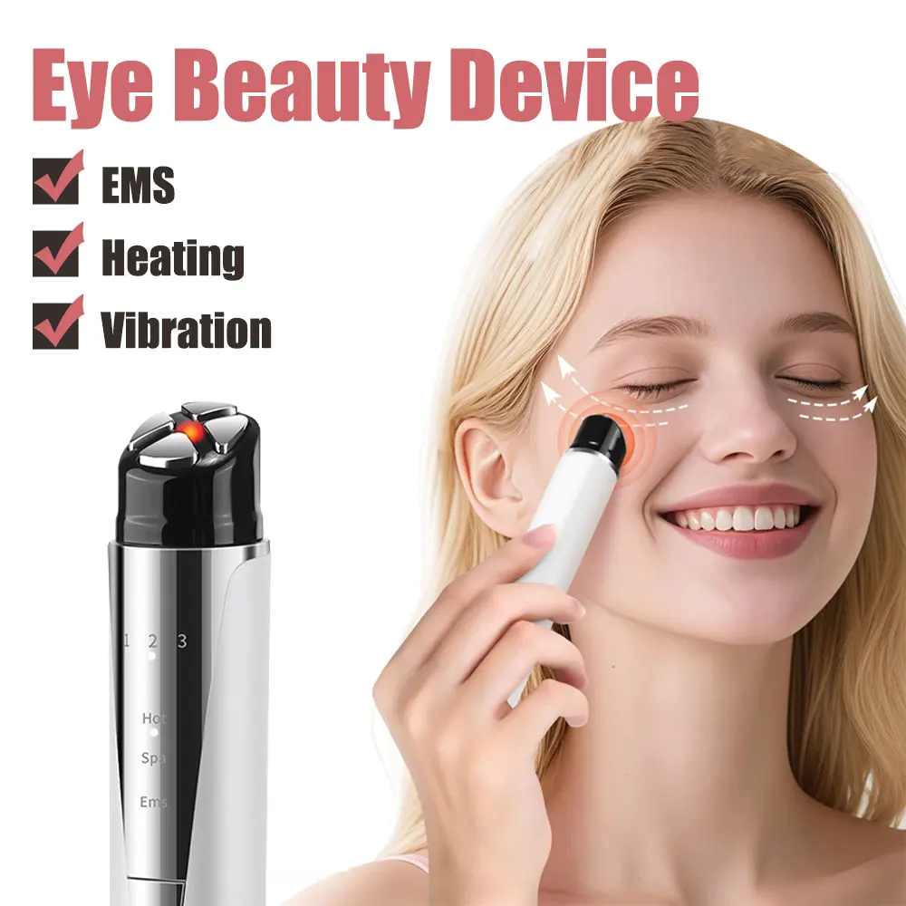 

EMS Eye Beauty Device 3 Modes Vibration LED Lights Heat Cordless Massage Dry Eyes Dark Circles Eye Bags Face Skin Care Machine