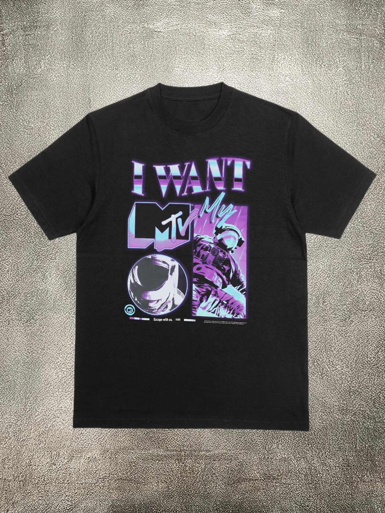 

200 г хлопковая мужская футболка MTV Astronaut с принтом теплопередачи для повседневной повседневной носки