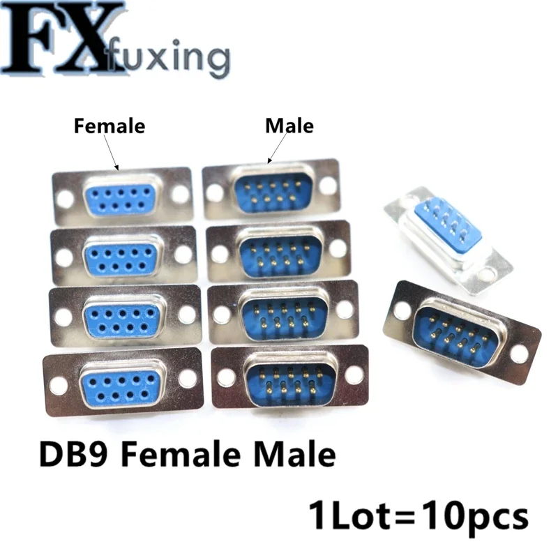 10 SZTUK DB9 żeńskie męskie złącze portu szeregowego do montażu na płytce drukowanej Typ lutowania D-Sub RS232 COM CONNECTORS 9-pinowe gniazdo 9p Adapter do PCB