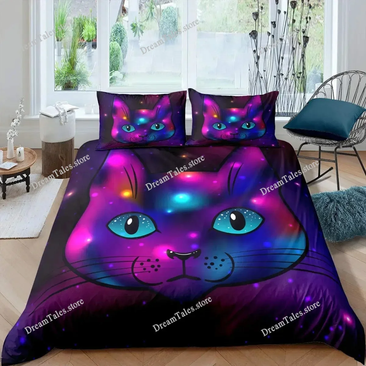 

Cartoon Cat Duvet Cover Set Cute Unicorn Cat Bedding Set For Kids Boys Girls Animal Themed Comforter Cover Kawaii Quilt Cover