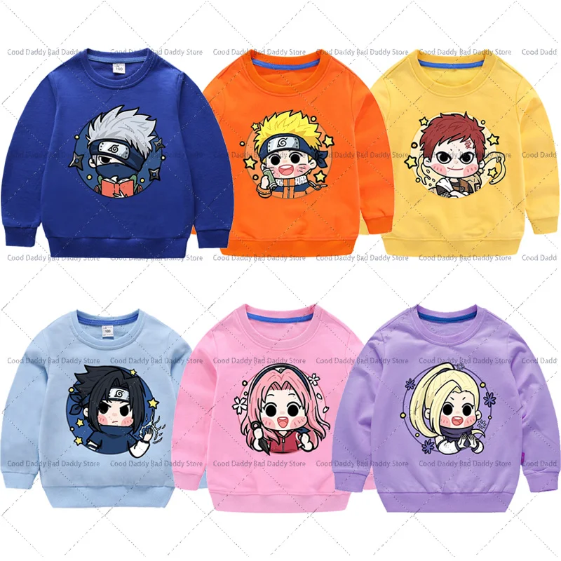 Children Cartoon Cute Pullover Autumn Kids Clothing Narutos Cotton Sweatshirt Boy Girl Long Sleeves Tops Casual Clothes Gifts