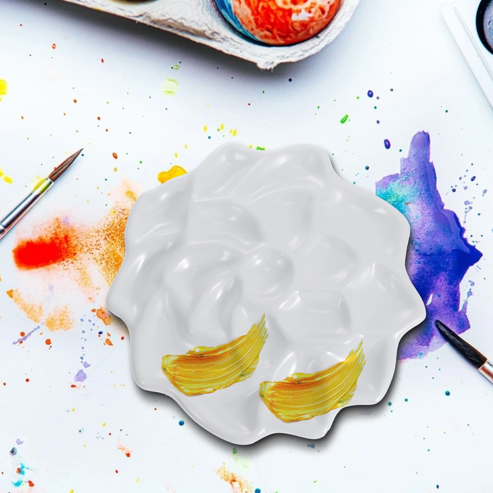 

Artistic Mixing Plate Watercolor Paint Tray Multi Hole Pigment Board Lightweight Portable Easy Cleaning Ideal Students Craftsman