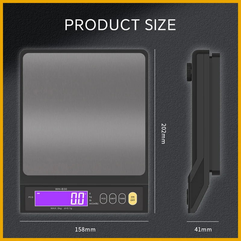 LCD Digital Electronic 5kg/10kg/0.1g 10kg/1g Kitchen Jewelry Scale Stainless Weighing Baking Tool charging Rechargeable Built in